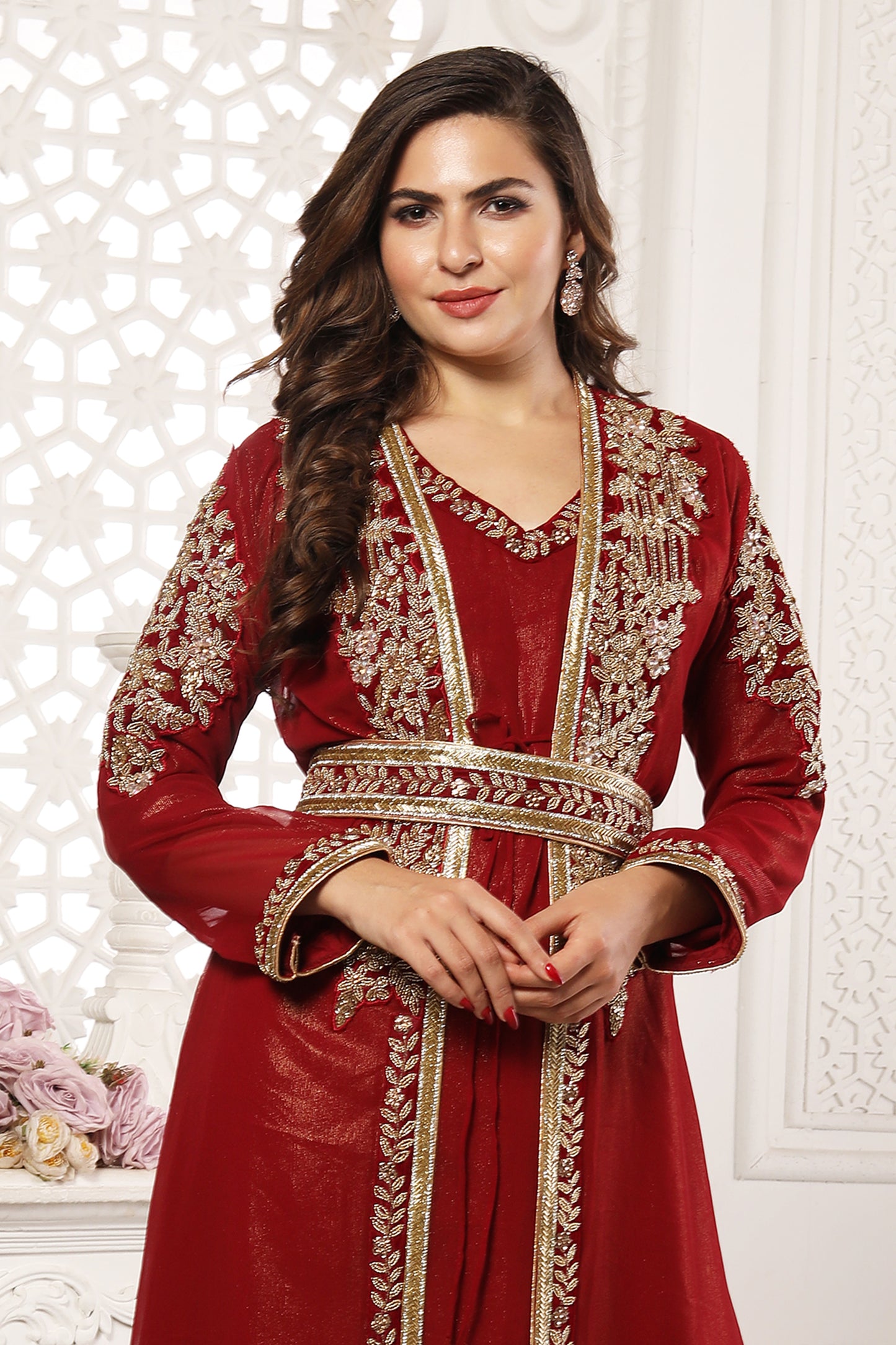 Modestwear Royale Embroidered Moroccan Kaftan By Maxim Creation - Maxim Creation