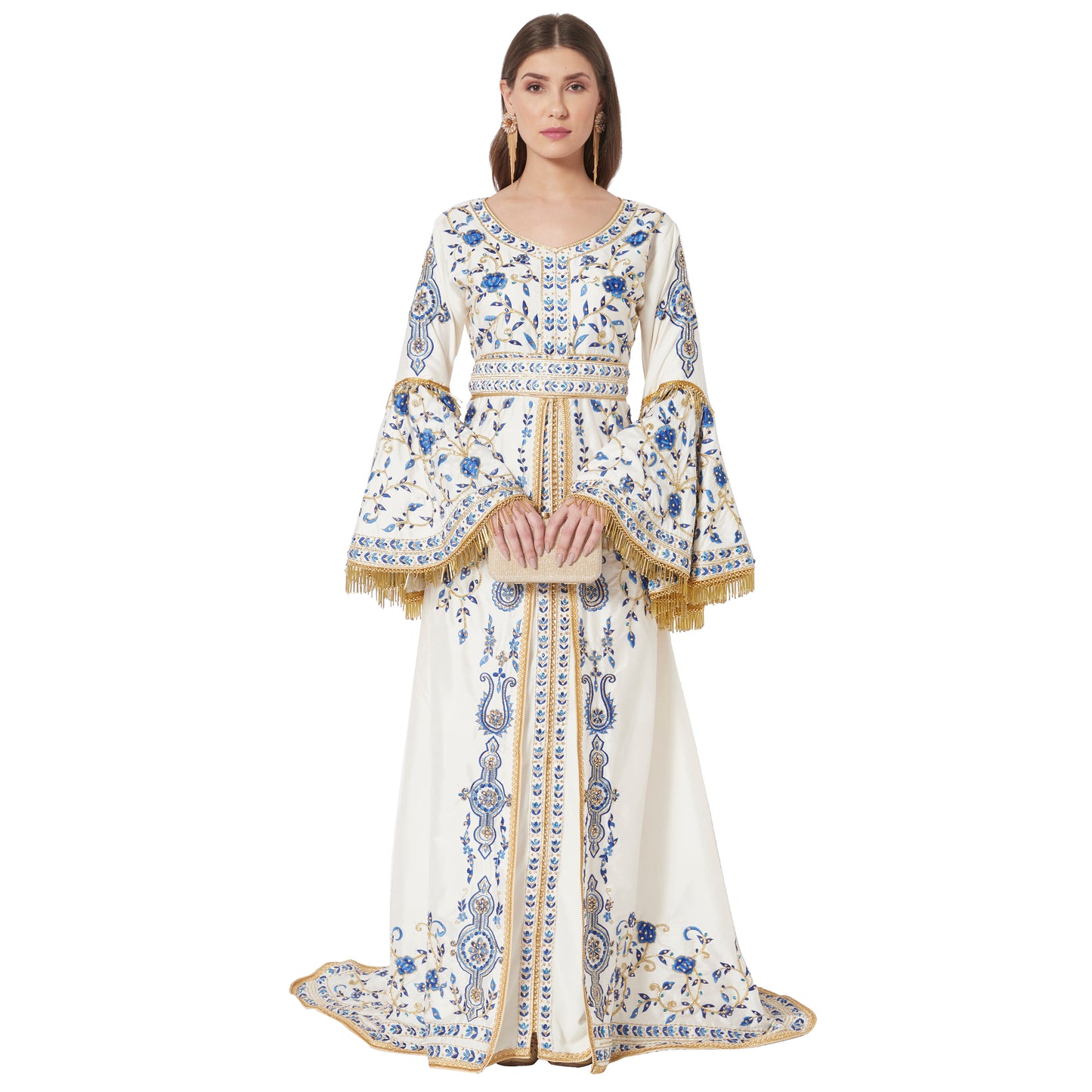 Luxury Ball Gown with Rich Thread Embroidery & Tassels - Maxim Creation